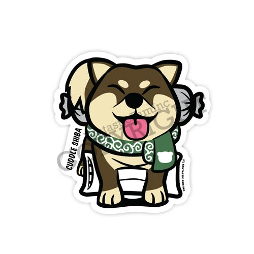 Fantastic Fam Vinyl Sticker - Cuddle Shiba (Sesame)