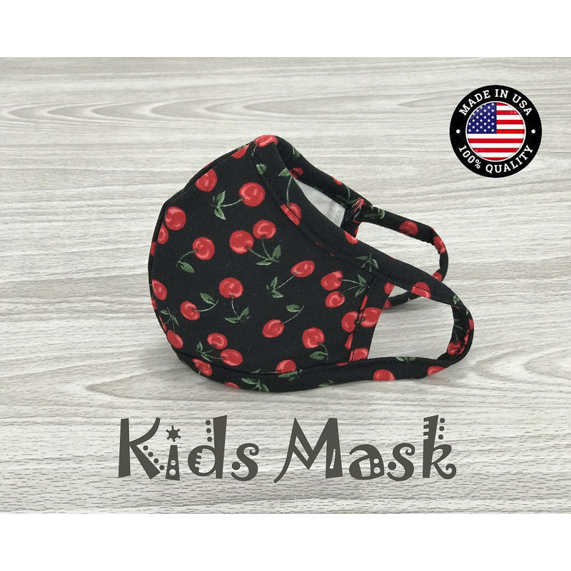 Washable Cotton Face Mask Kids size - Cherry