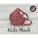 Washable Cotton Face Mask Kids size - Leopard Pink